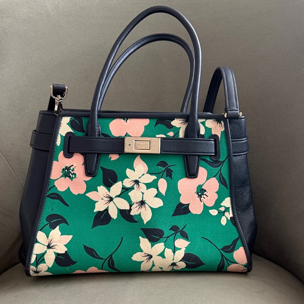 Kate Spade Floral Green and Black Handbag